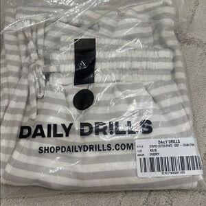 Daily Drills Striped Track Pants - Grey & Cream Stripe